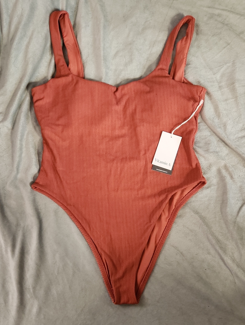 Vitamin A Rust Ribbed Kids One-Piece Swimsuit